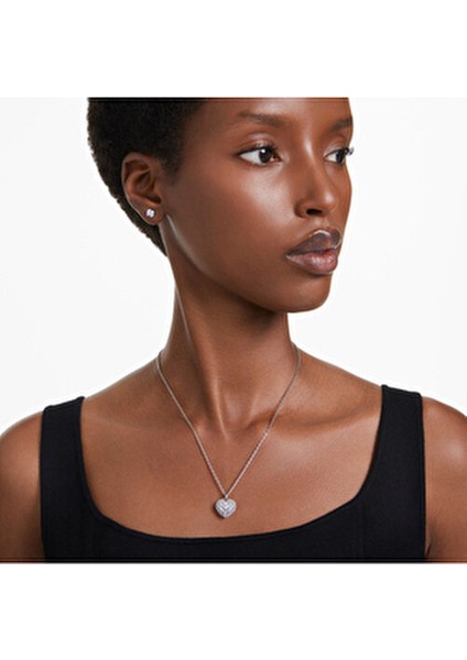 Kadın Kolye ve Küpe Seti Gümüş Kalp Tasarımı