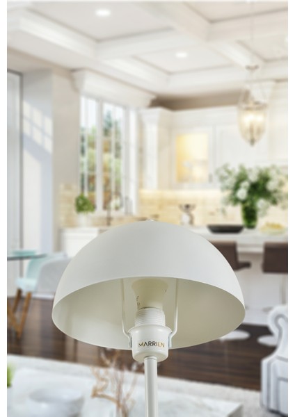 Luna Tek Ayaklı Beyaz Metal Lambader | Oturma Odası & Yatak Odası & Salon Lambası modelleri