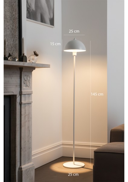 Luna Tek Ayaklı Beyaz Metal Lambader | Oturma Odası & Yatak Odası & Salon Lambası fırsatları