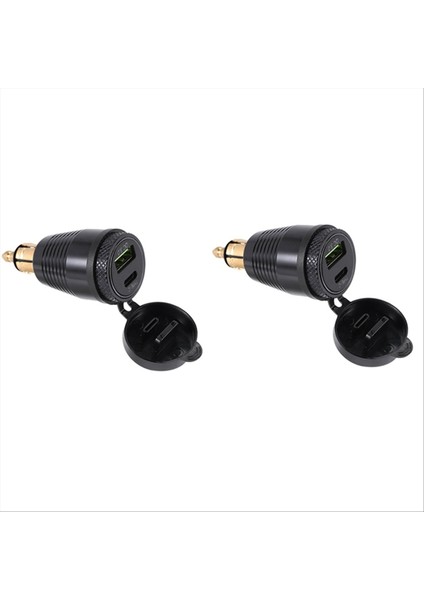 2 Takım Motosiklet Dın Fişi Su Geçirmez Şarj Cihazı Qc3. 0 USB Şarj Aleti ve Tip C 30W Güç Teslimat Adaptör Soketi (Yurt Dışından)