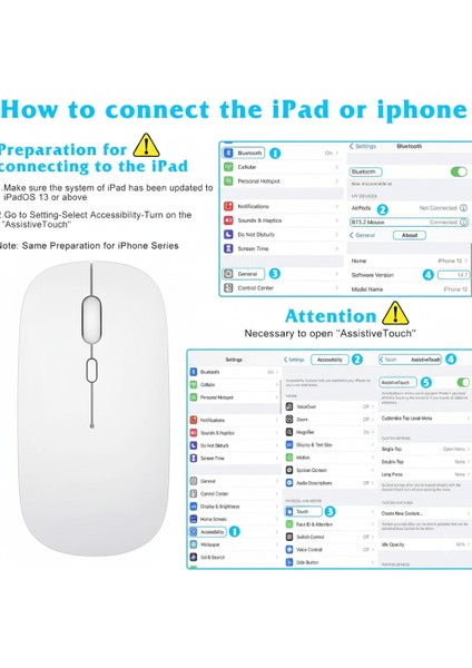 Şarjlı Bluetooth + 2.4ghz Kablosuz Mouse | Laptop, Mac, iPad ve Android Tablet Için – Siyah fiyatları