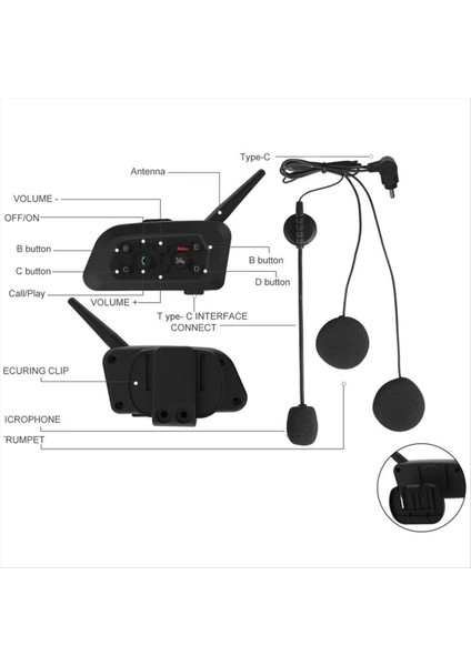 V6 Pro 800M Motosiklet Bluetooth Kask Kulaklık Interkom Motosiklet 6 Riders Bt Kablosuz Su Geçirmez Interkom (Yurt Dışından) fiyatları