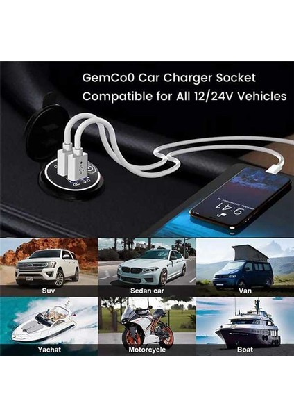 2 Takım Hızlı Şarj 3.0 Çift USB Araba Şarjı 12V 36W USB Hızlı Şarj Için Anahtarı ile Tekne Motosiklet Kamyon Golf Arabası Yeşil (Yurt Dışından)