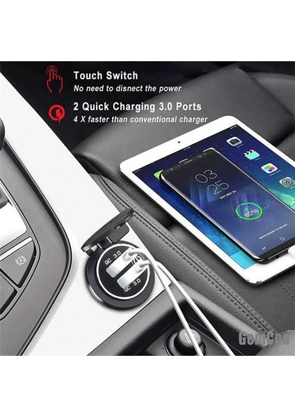 2 Takım Hızlı Şarj 3.0 Çift USB Araba Şarjı 12V 36W USB Hızlı Şarj Için Anahtarı ile Tekne Motosiklet Kamyon Golf Arabası Yeşil (Yurt Dışından) fiyatları