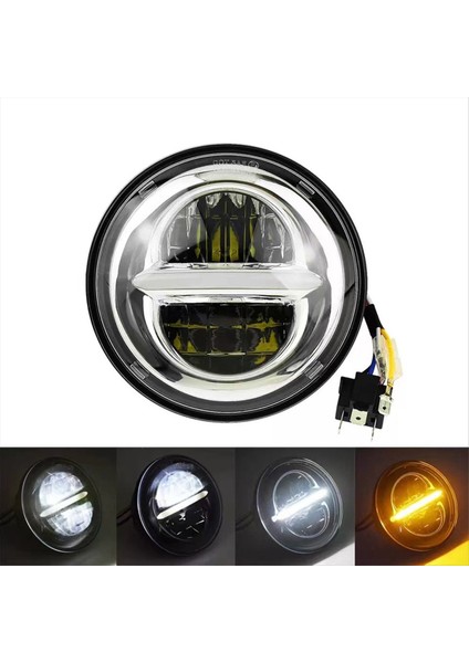 Retro Motosiklet 5.75 Inç LED Far Far Için Harley Far Gündüz Dönüş Sinyali Modifikasyonu Işık Beyaz (Yurt Dışından) modelleri