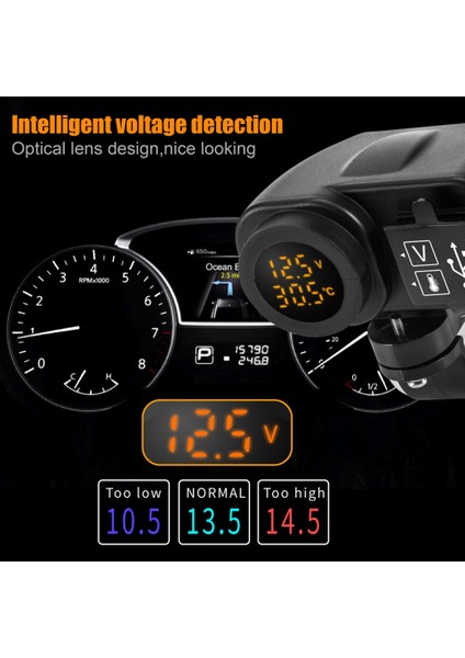 Motosiklet Şarj Qc3. 0 Dijital Ekran Çift USB Telefon Hızlı Şarj Voltmetre Termometre Telefon Şarj Soketi (Yurt Dışından) fırsatları