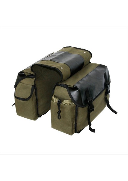 Motosiklet Bisiklet Büyük Kapasiteli Eyer Çantası Bisiklet Tuval Su Geçirmez Eyer Kutusu Yan Alet Çantası Arka Koltuk Çantası Ordu Yeşil (Yurt Dışından)