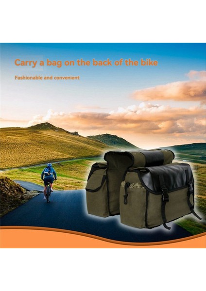 Motosiklet Bisiklet Büyük Kapasiteli Eyer Çantası Bisiklet Tuval Su Geçirmez Eyer Kutusu Yan Alet Çantası Arka Koltuk Çantası Ordu Yeşil (Yurt Dışından) indirimleri