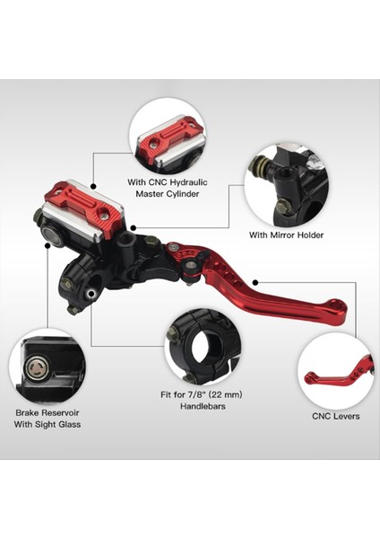 Motosiklet Gidonu Ana Silindir Kolları Kolu Hidrolik Fren Pompası Debriyaj Ayarlanabilir El 22MM Gidon (Yurt Dışından) fiyatları