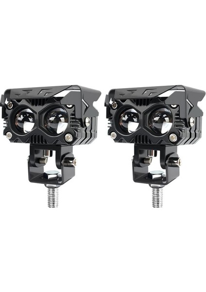 1 Çift 60W LED Lens Spot Çift Lensler Spot Motosiklet Yardımcı Sis Lambası Çift Renk Beyaz Sarı Işık (Yurt Dışından)