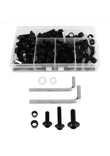 158 Adet Evrensel Motosiklet Kaporta Vidaları Somun Seti Moto Vücut Çalışması Cıvata Vida Yamaha Yzf R1 R6 R3 2004 - 2008 (Siyah) (Yurt Dışından)