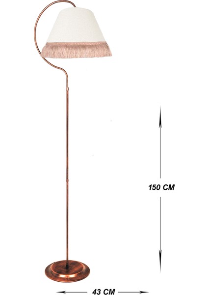 Lambader Çise Elips Siyah Bakır Patina Abajur Krem Püskül Pembe