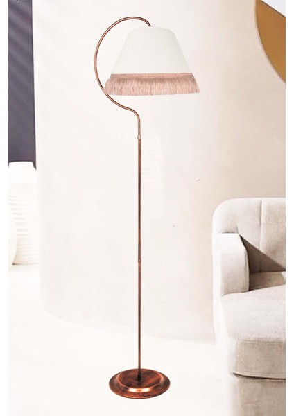 Lambader Çise Elips Siyah Bakır Patina Abajur Krem Püskül Pembe fırsatları