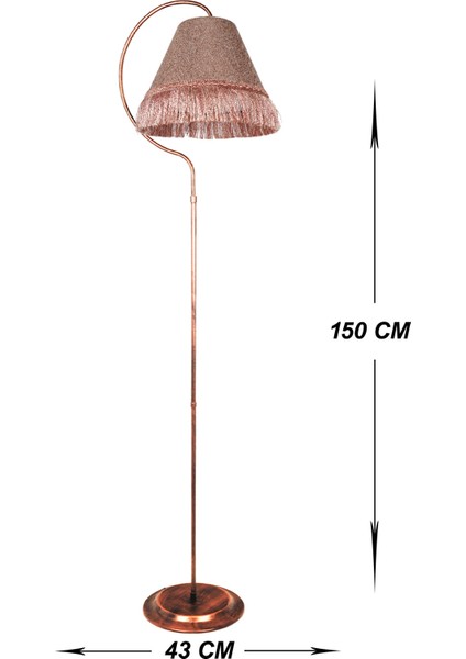 Aydınlatma Lambader Çise Elips Siyah Bakır Patine Abajur Gül Kurusu Püskül Pembe fiyatları