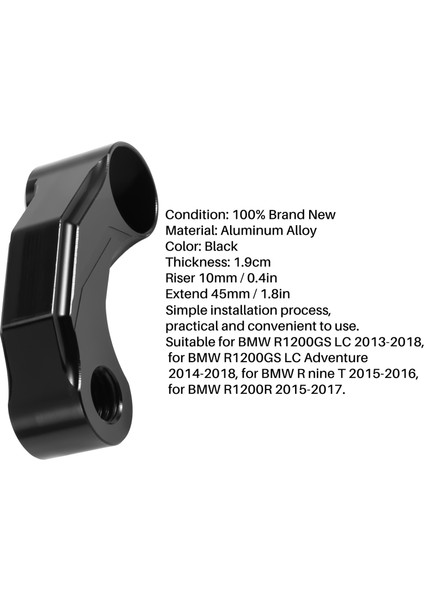 Motosiklet Ayna Yükseltici Uzatma Braketi Adaptörü Için Bmw R1200GS Lc/adv 13-18 R Nınet / R1200R Premium Cnc Alüminyum Alaşım Siyah (Yurt Dışından) fırsatları