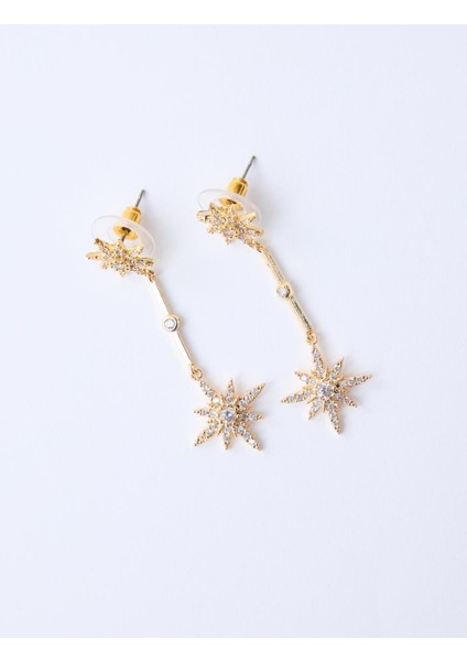 Altın Rengi Parlak Taş Detaylı Yıldız Figürlü Sallanan Küpe modelleri