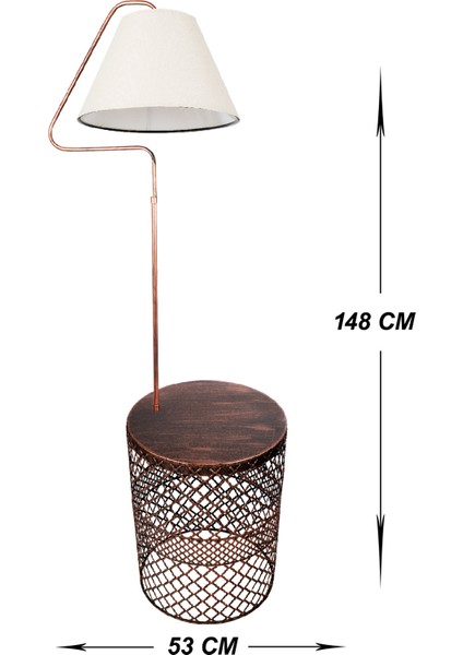 Lambader Bronz Sehpalı Üçgen Siyah Bakır Patine Krem Şapka