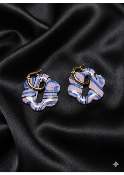 Bleu Améthyste – El Yapımı Mor & Lacivert Halkalı Küpe | Altın Detaylı Zarif Tasarım modelleri