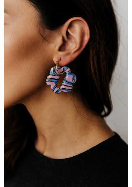 Bleu Améthyste – El Yapımı Mor & Lacivert Halkalı Küpe | Altın Detaylı Zarif Tasarım fırsatları