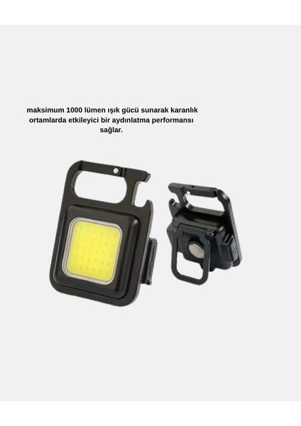 Bfs Şarjlı Cob LED Anahtarlık Fener – 4 Modlu, Manyetik ve Katlanabilir Standlı indirimleri