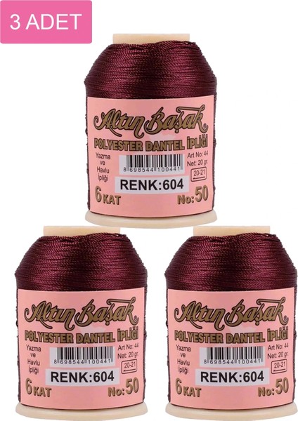 3 Adet Altınbaşak Oya ve Dantel Ipi 20 gr - - No: 604