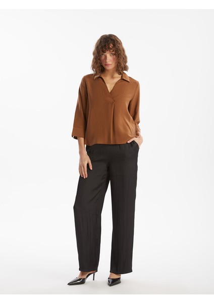 Yeni Sezon Beli Lastikli Saten Kadın Pantolon