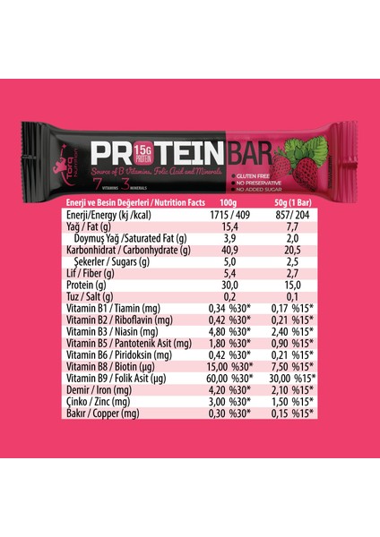 Protein Bar Çilek 50 gr 1 Adet modelleri