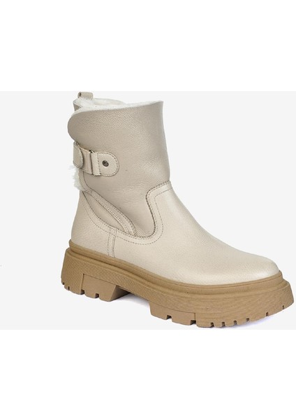 Kadın Beyaz Hakiki Deri Military Bot 3K2TB72173 indirimleri