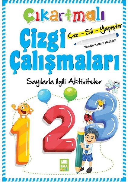 Çıkartmalı Çizgi Çalışmaları Çizsilyapıştır Sayılarla İlgili Aktiviteler ( + Yazsil Kalemi )