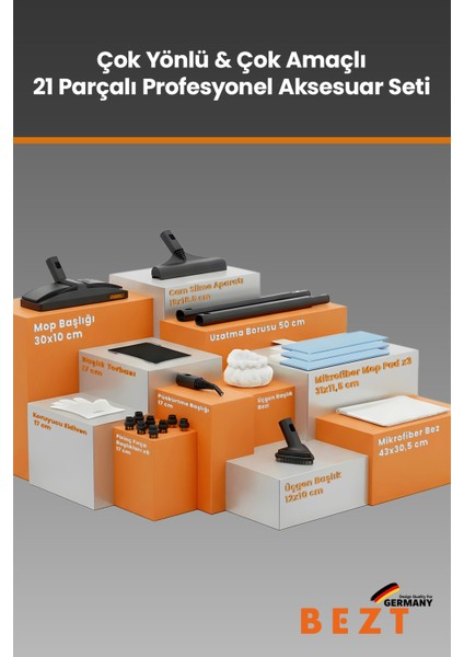 Steam Pro Buharlı Temizlik Makinesi 30 Saniyede Hızlı Isınma 4,5 Bar 1650 W indirimleri