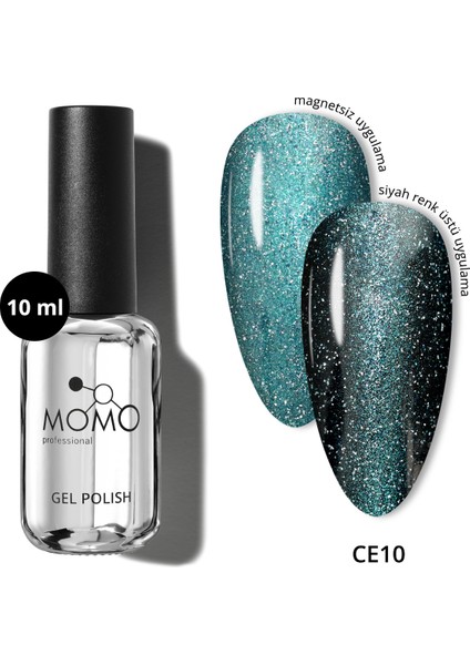 Kristal Kedi Gözü Kalıcı Oje CE10, Yarı Şeffaf, Koyu Turkuaz, 10 ml