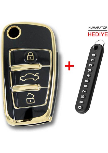 Audi 2005 A3 A4 Q5 Q7 Sustalı Siyah Oto Anahtar Kumanda Kabı Kılıf Oto Anahtarlık