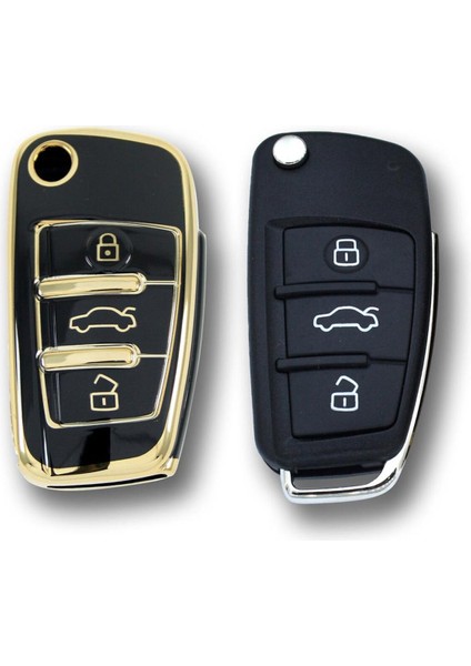 Audi 2005 A3 A4 Q5 Q7 Sustalı Siyah Oto Anahtar Kumanda Kabı Kılıf Oto Anahtarlık modelleri