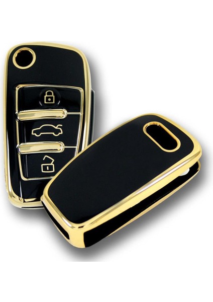 Audi 2005 A3 A4 Q5 Q7 Sustalı Siyah Oto Anahtar Kumanda Kabı Kılıf Oto Anahtarlık fırsatları