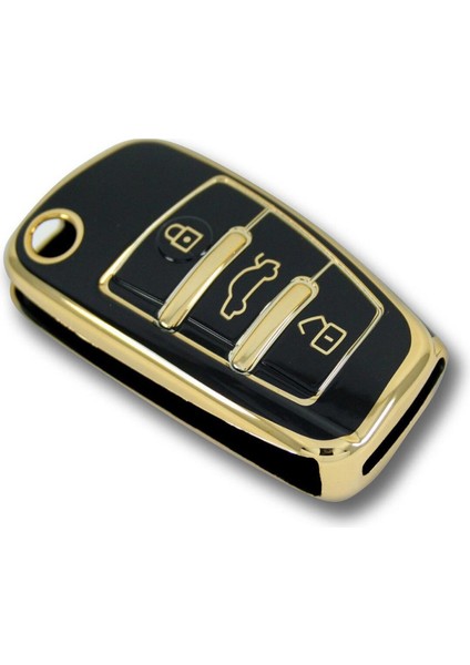 Audi 2005 A3 A4 Q5 Q7 Sustalı Siyah Oto Anahtar Kumanda Kabı Kılıf Oto Anahtarlık indirimleri