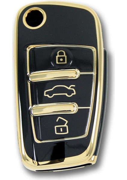 Audi 2005 A3 A4 Q5 Q7 Sustalı Siyah Oto Anahtar Kumanda Kabı Kılıf Oto Anahtarlık