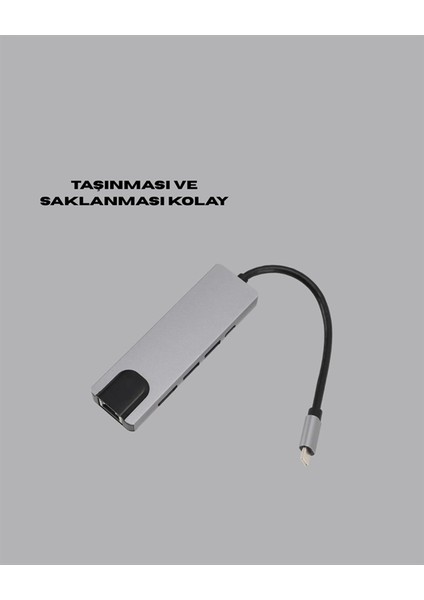 Alüminyum Gövdeli Type‑c HDMI & Ethernet Adaptör – Tak & Çalıştır fiyatları