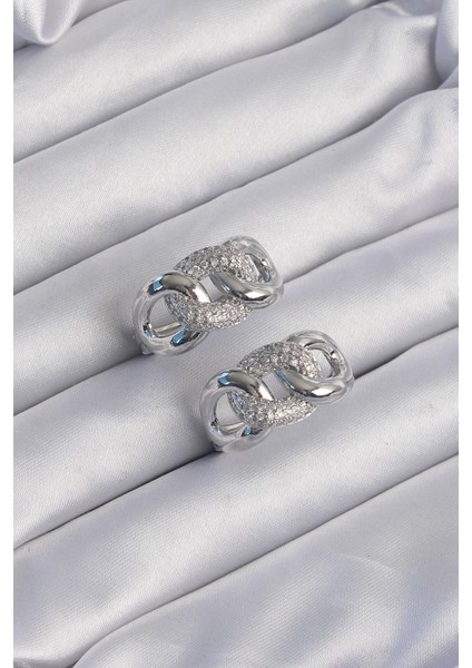 Pirinç Gümüş Renk Zirkon Taşlı Samanyolu Küpe fiyatları