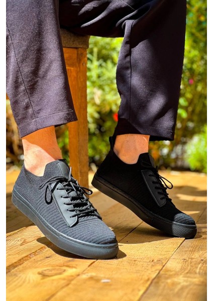 Xmpdby KB-110 Kuback Siyah Triko Siyah Yüksek Taban Bağcıklı Günlük Erkek Ayakkabı (Numara: 40)