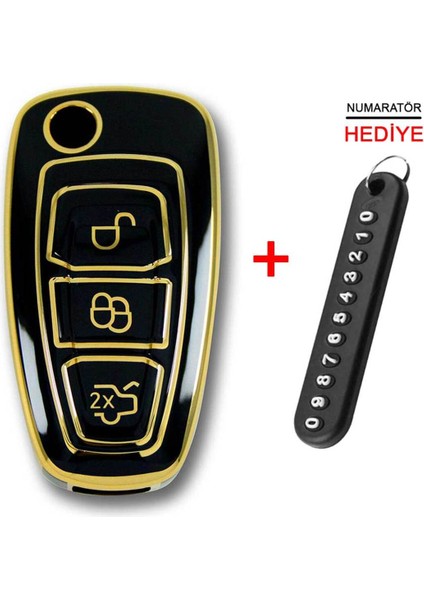 Ford Focus Mondeo 2010+ Sustalı Siyah Oto Anahtar Kumanda Kabı Kılıf Oto Anahtarlık