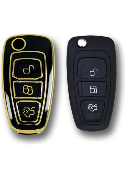 Ford Focus Mondeo 2010+ Sustalı Siyah Oto Anahtar Kumanda Kabı Kılıf Oto Anahtarlık fırsatları
