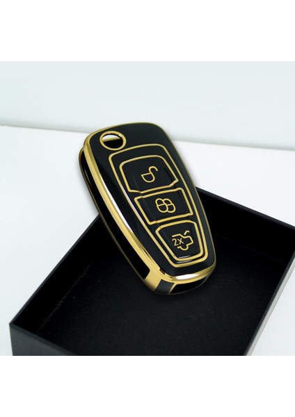 Ford Focus Mondeo 2010+ Sustalı Siyah Oto Anahtar Kumanda Kabı Kılıf Oto Anahtarlık