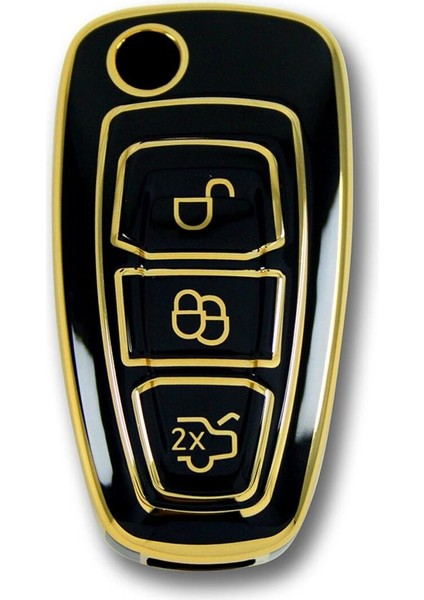 Ford Focus Mondeo 2010+ Sustalı Siyah Oto Anahtar Kumanda Kabı Kılıf Oto Anahtarlık