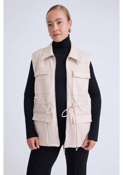 Kapak Cepli Beli Bağcıklı Süet Ceket