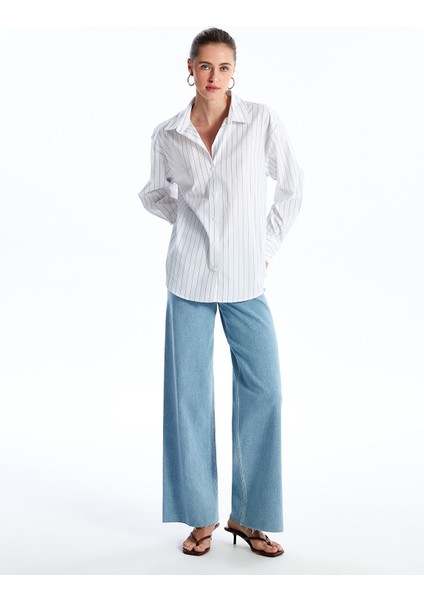 Yeni Sezon Çizgili Uzun Kollu Oversize Kadın Gömlek fiyatları