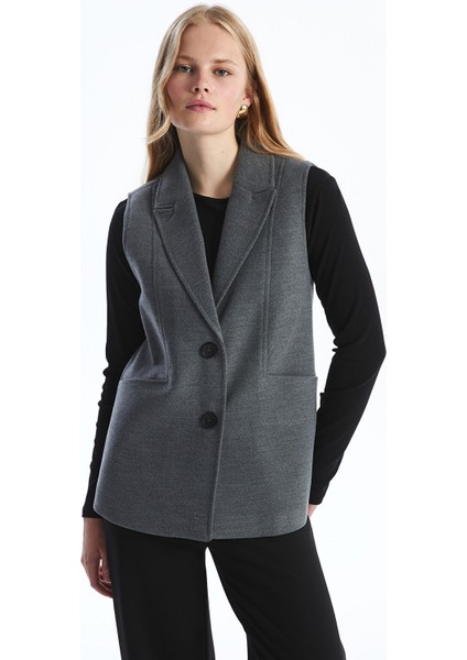 Yeni Sezon Ceket Yaka Kaşe Kadın Klasik Yelek