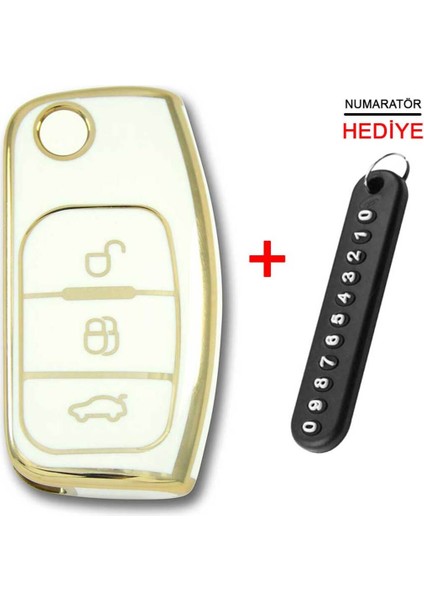 Ford Focus Fiesta Connect 2004 Sustalı Beyaz Oto Anahtar Kumanda Kabı Kılıfı Oto Anahtarlık