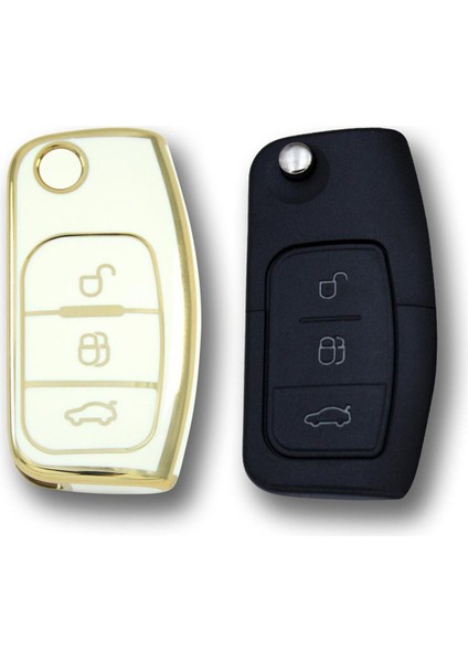 Ford Focus Fiesta Connect 2004 Sustalı Beyaz Oto Anahtar Kumanda Kabı Kılıfı Oto Anahtarlık modelleri