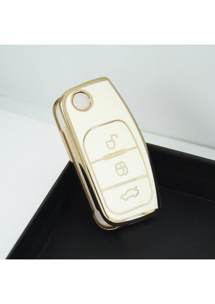 Ford Focus Fiesta Connect 2004 Sustalı Beyaz Oto Anahtar Kumanda Kabı Kılıfı Oto Anahtarlık