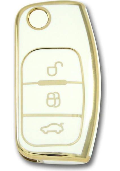 Ford Focus Fiesta Connect 2004 Sustalı Beyaz Oto Anahtar Kumanda Kabı Kılıfı Oto Anahtarlık